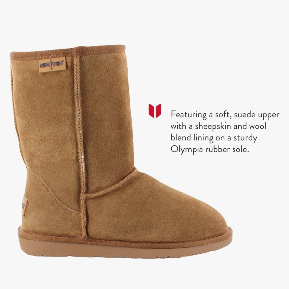 Minnetonka  Women’s  Olympia Suede Boots.  Sheepskin Lining Easy Slip On.  NWOT - Picture 13 of 15